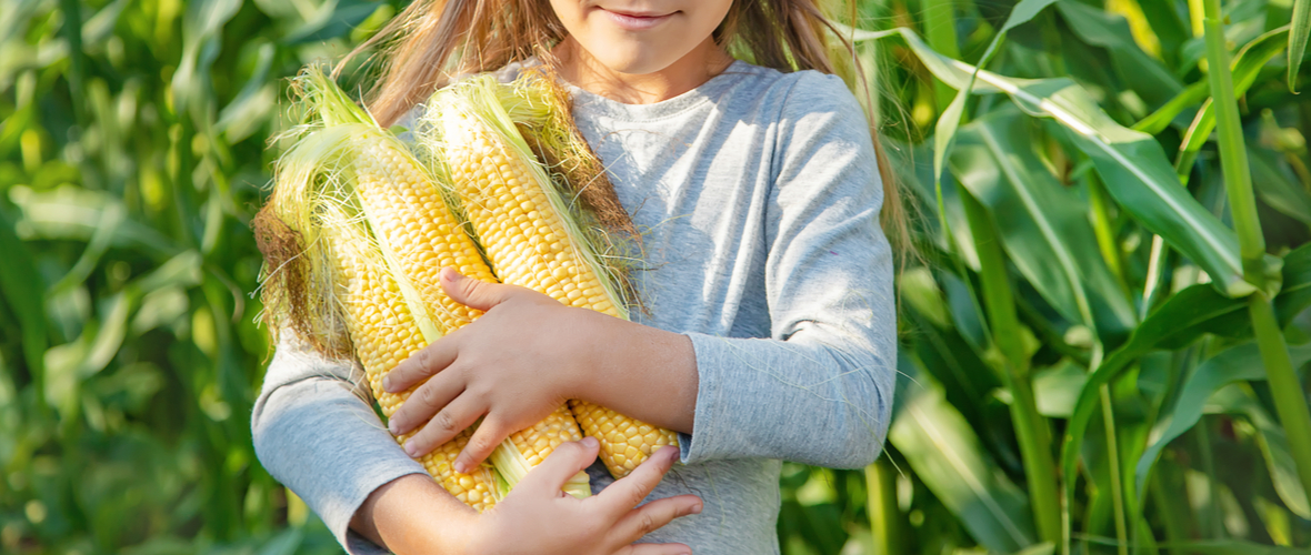 child holding corn